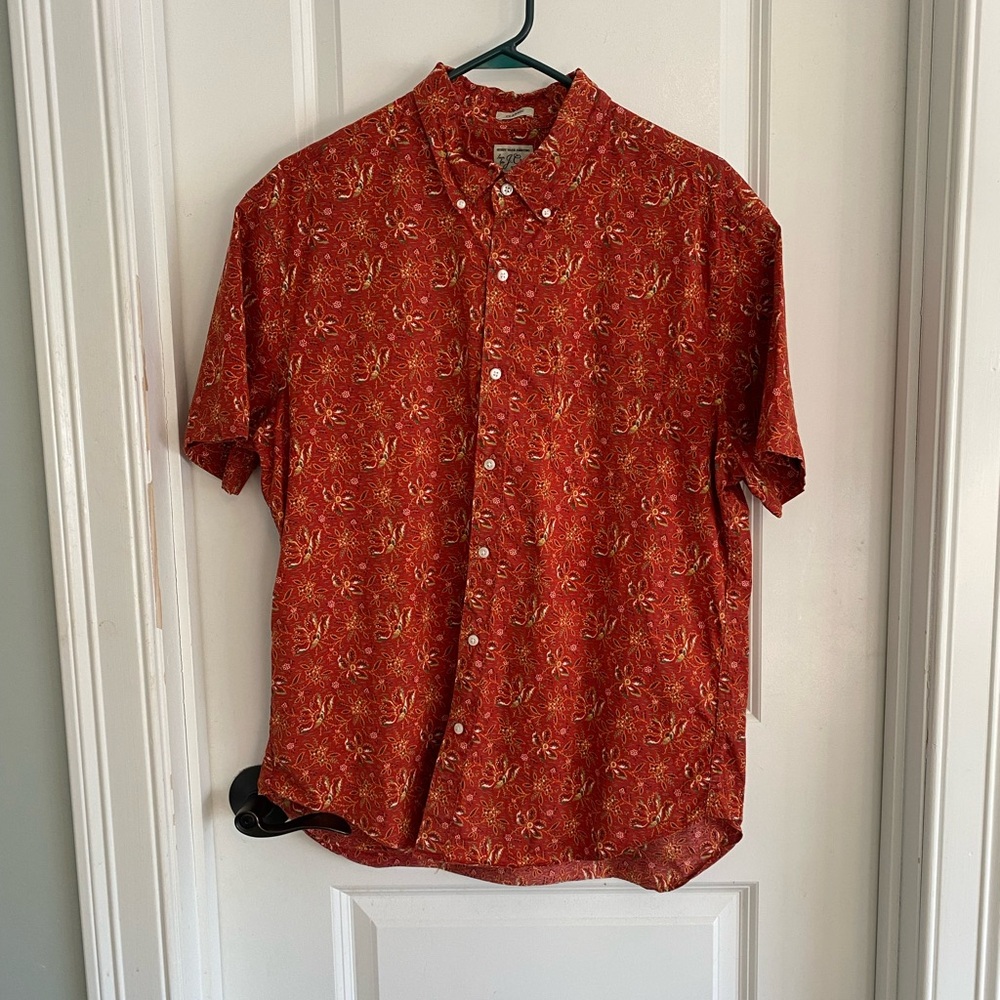 J Crew Men's Secret Wash Floral Short Sleeve Shirt
